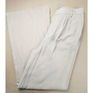 Wonderly Pants Size Small Beige Wide Leg Linen Blend